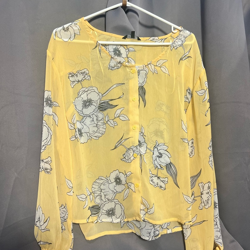 George Yellow Floral Sheer Blouse